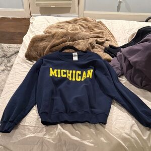 University of Michigan Navy Crewneck Sweatshirt with Yellow Lettering